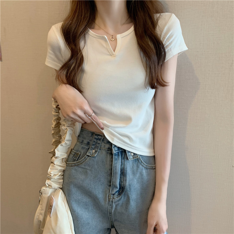 165 Women's Design Sense Slim Casual T-shirt Short Sleeves