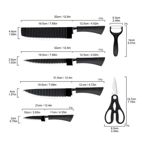 6-piece combination knife set-Black