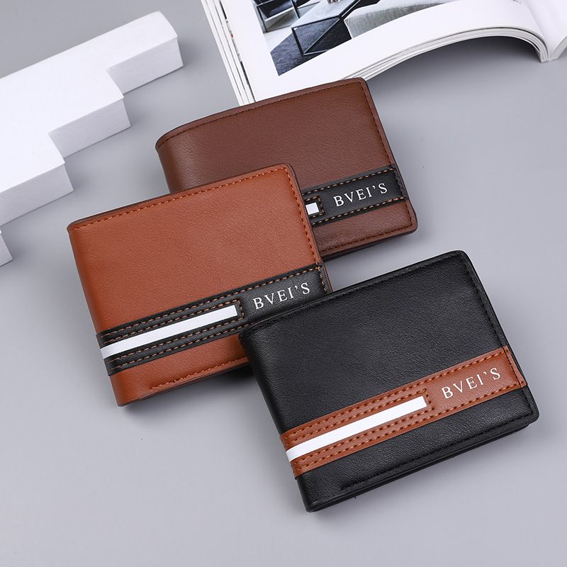 New Men's Wallet Premium Business Style European & American Bi-Fold Multi-Card Slot Coin Pocket
