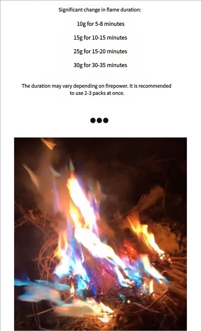 Outdoor magic fire colored flame powder magic flame color changing agent party beach bonfire party supplies