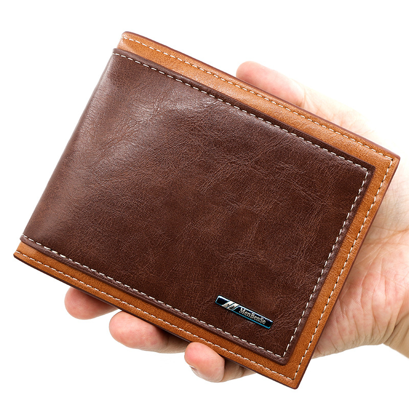 2420-1 Men's Stylish Minimalist Stitched Short Wallet