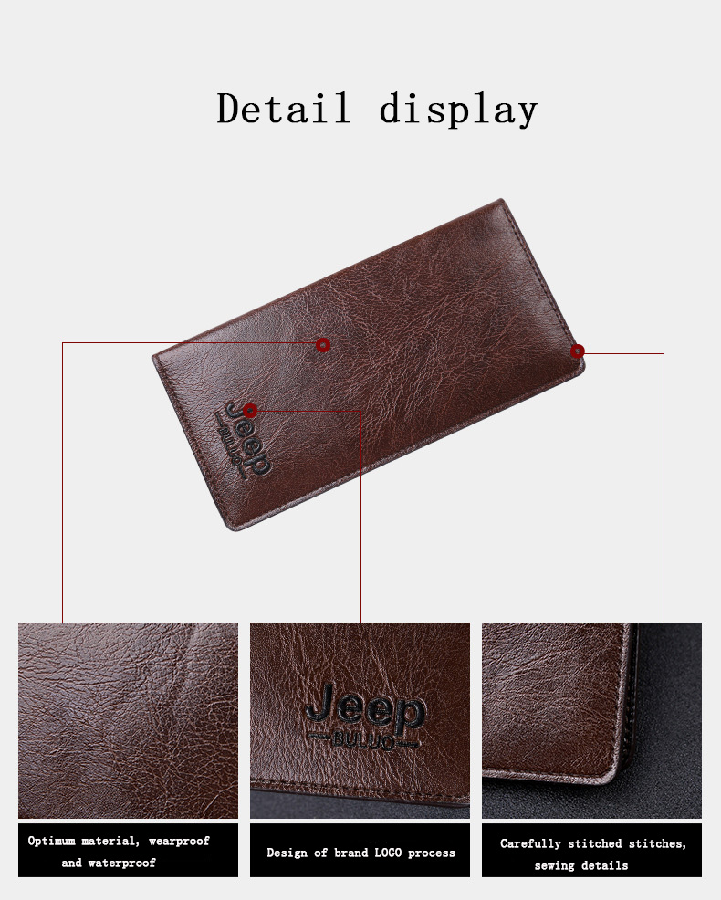 JEEP BULUO Men's Long Money Wallet Multi Men Wallets Business Brand Card Holder Coin Purse Men Handbag Clutch Bags Minimalism