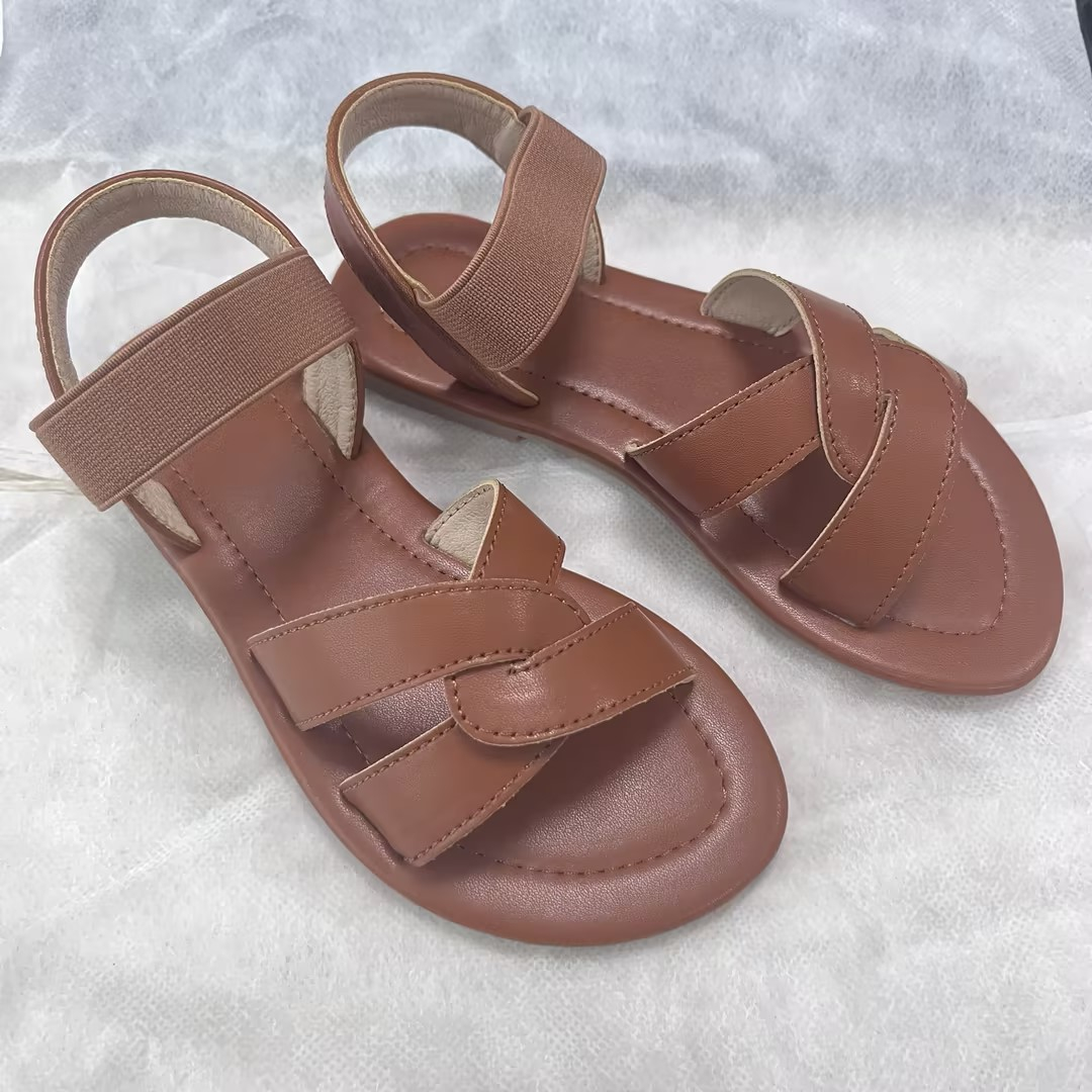 Girls Boys Children Beach Shoes Fashion Retro Style Soft-Soled Pu Leather Casual Sandals for Kids 