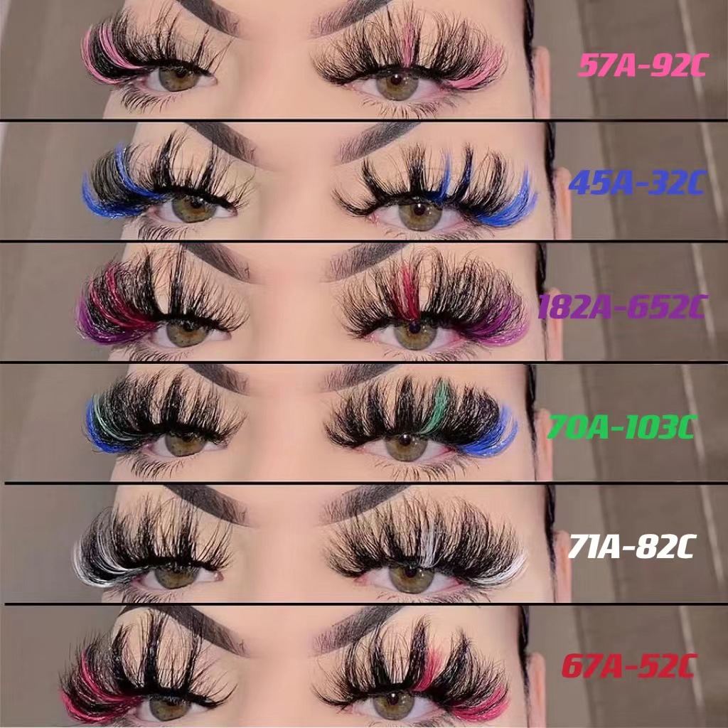 1 Pair Pack Fluffy Colored Mink False Eyelashes, 25mm Dramatic Volume 3D Strip Lashes with Multi-Color Accents, Reusable Handmade Mink Lashes for Cosplay, Party & Festival Makeup