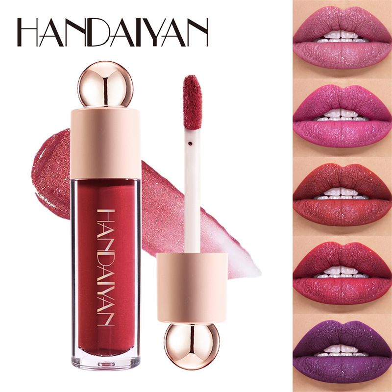 HANDAIYAN Flash Lip Gloss 8 Color Moisturizing Matte Lip Glaze Fine flash waterproof non-stick cup H1068