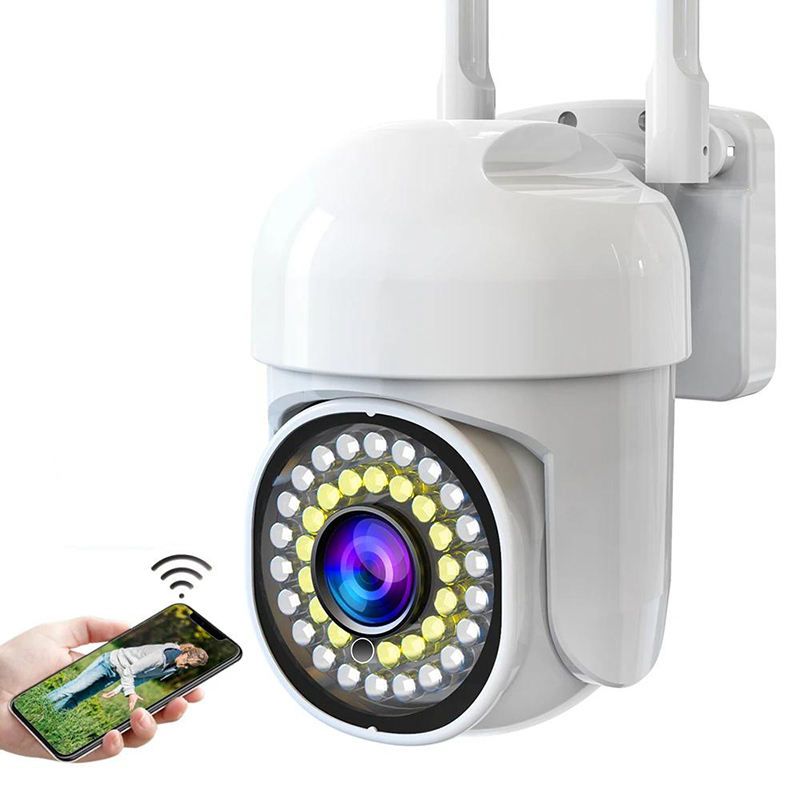 Surveillance Outdoor Security Cameras with 8GB Memory Card, 5G/2.4G Wi-Fi Wireless 1080P Dome Home Cam with Phone App, 360View Pan/Tilt, Color Night Vision, 2-Way Audio, IP66 Waterproof, Motion Detection