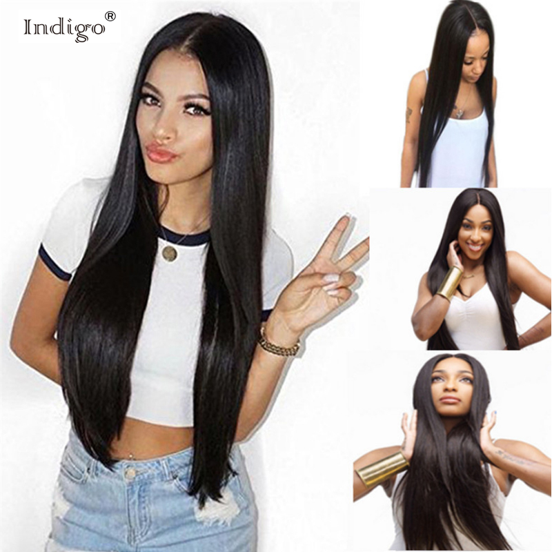 lndigo　Wig female mid-point bangs, long curly hair, black big wave chemical fiber wig, lace front wig for black women Remy hair