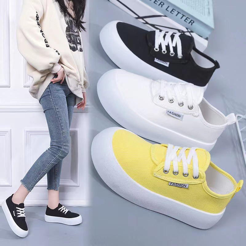 23--9 Women Antiskid Breathable Solid Color Canvas Shoes Sneakers Outdoor Casual Shoes