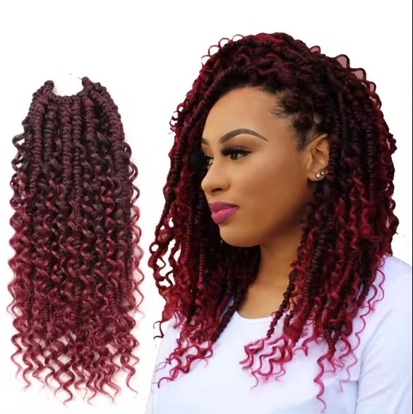 Obaasima Strands Passion Twist Crochet Hair- Pretwisted Passion Twist Hair with Curly ends, Pre-looped Braided Crochet Bohemia Short Passion Twist (TBUG#)