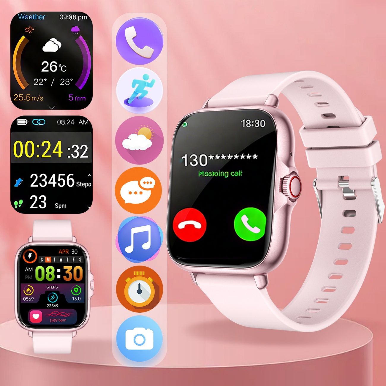 - Smart Sports Watch with Heart Rate Tracking, Bluetooth Calling, Message Alerts, Music & Camera Control, Lightweight Fitness Wristband Compatible with Android iOS