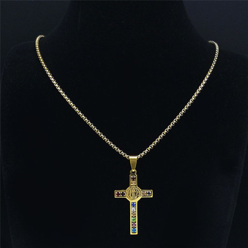 Saint Benedict Crystal pendant, cross necklace CRRSHOP Jewelry necklace ，Cross stainless steel necklace 