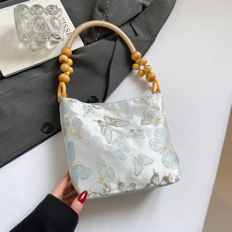 Women Elegant Embroidered Underarm Tote Bag Niche Versatile Art Style Single Shoulder Handbag for Daily Commute
