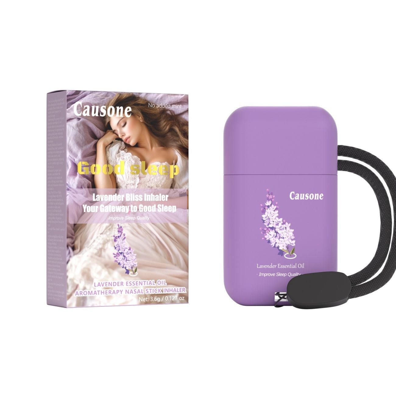 CAUSONE Lavender Essential Oil Nasal Inhaler, Refreshing & Mind-Boosting Stick, Mood Relief & Nasal Decongestant, Aromatherapy Nose Stick for Energy & Calm
