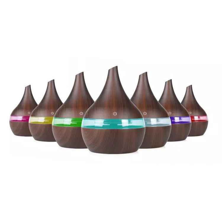 300ml Aroma Air Humidifier Ultrasonic USB Electric Air Humidifier Wooden for Home Brown 1Pcs/Box
