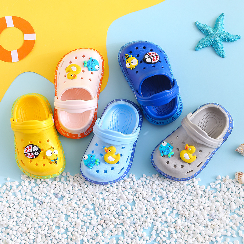 Yellow Duckie Summer sandals kids Mules Baby Boys Girls Cartoon baby Sandals Flat Heels Solid Cartoon Slippers Children's Garden Shoes