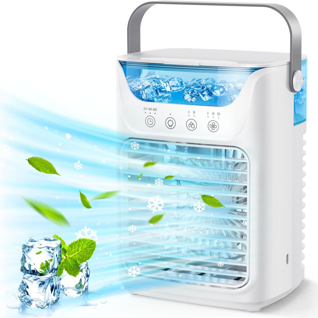  Mini Water Spray Air Cooler, USB Rechargeable Desktop Cooling Fan, Portable Water-Conditioned Fan with Humidifying Function, Adjustable Silent Personal Air Cooler for Home Office Bedroom Use