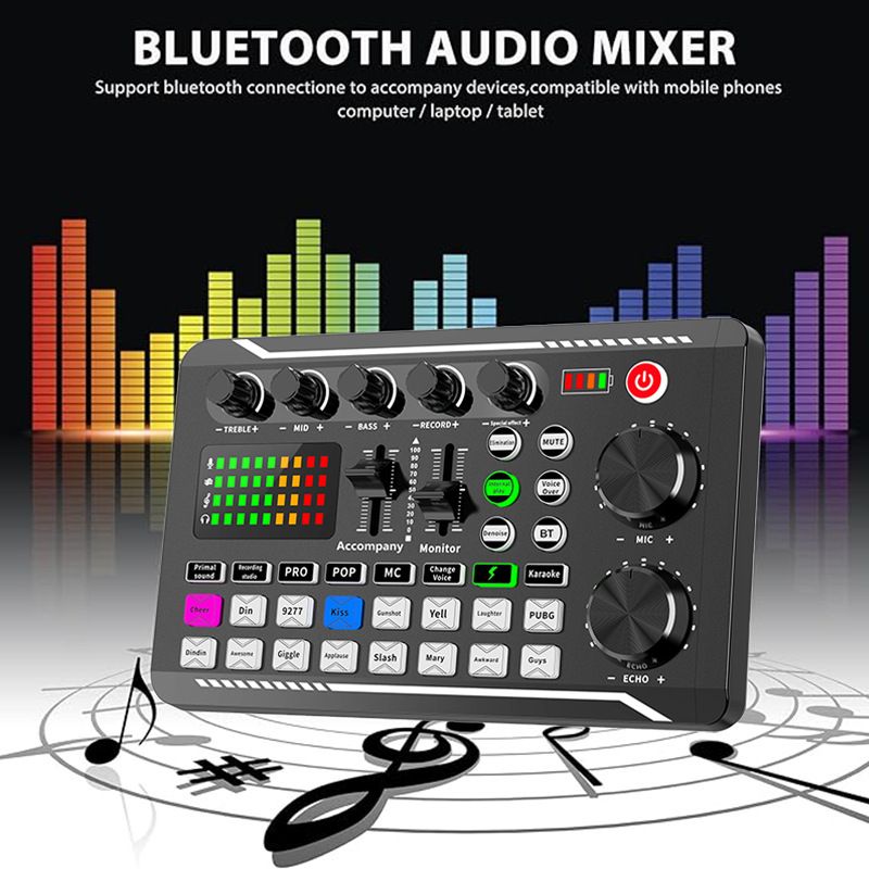 Sound card mixer hot sale F998 sound card BM800 condenser microphone set live broadcast