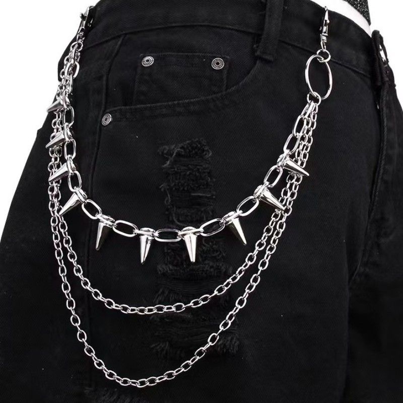 Hip hop punk rivet stage performance metal multi-layer waist chain jeans dressing accessories