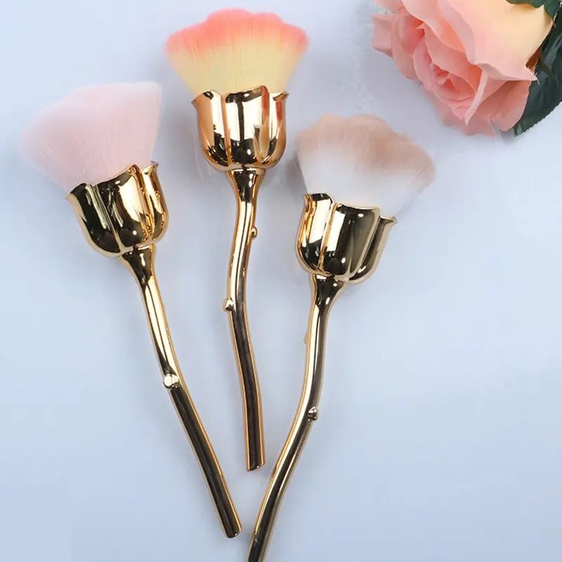 Rose-shaped Manicure With Nail Brush Art Brush Nail Accessories Tool Popular Round Makeup Polishing Dust Removal Brush