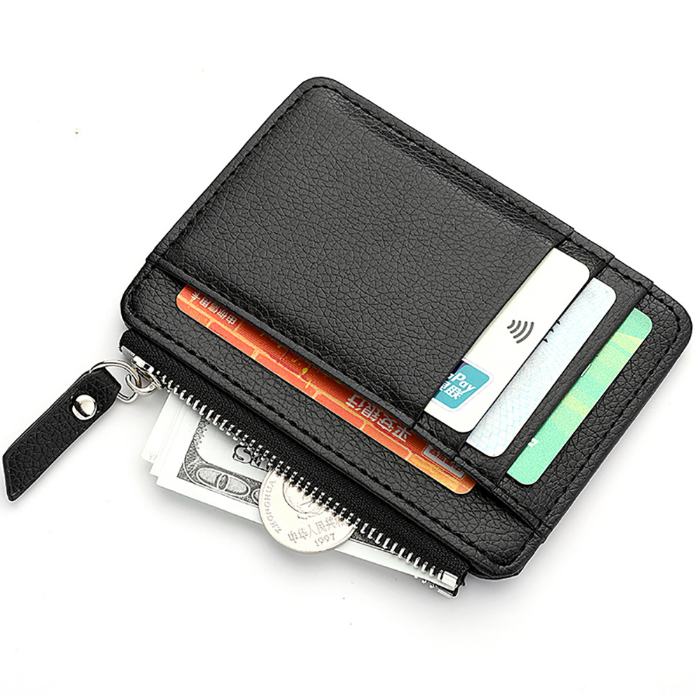 k3237 Men's Leather Small Coin Case Card Holder Zip Wallet Pouch Mini Purse Bag Zipper Leather Coin Purse