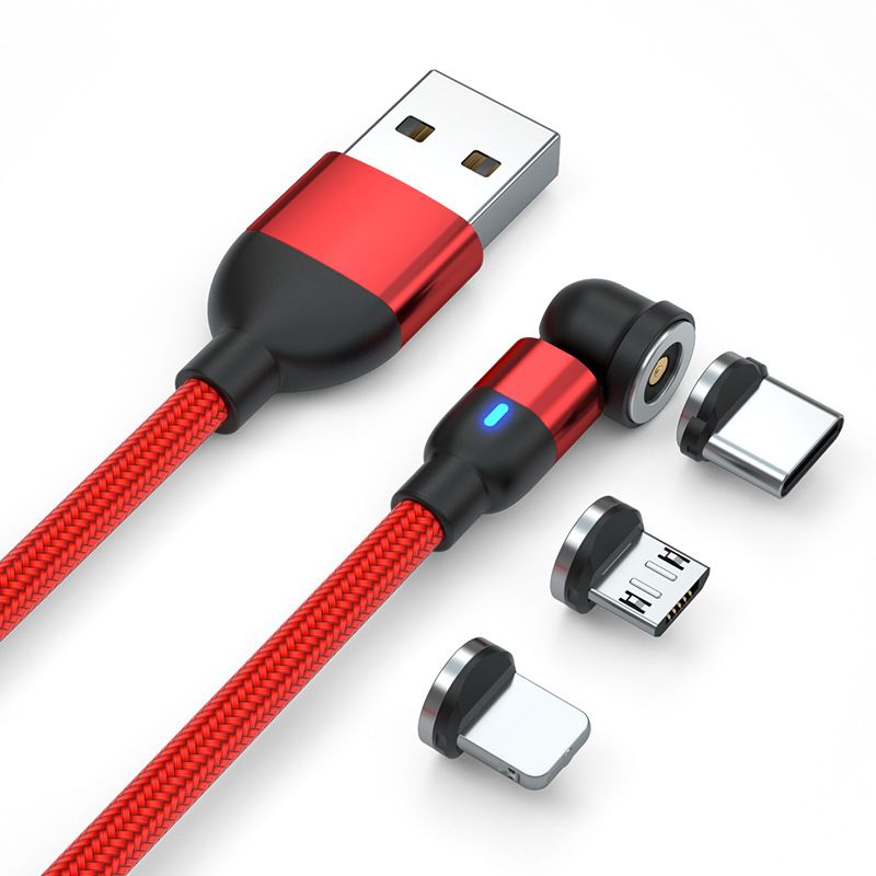 AUNONT  3 in 1 Rotation Magnetic Charging Cable 2.4A Type C Fast Charging Power Cable For Phone