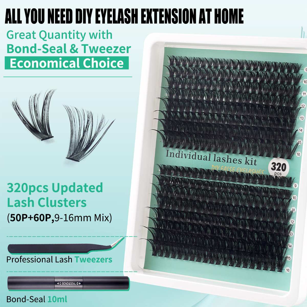 100D Large Volume Messy Wispy D Curl Individual Cluster Lashes DIY Segmented Self Graft Eyelashes Ultra Thick Fluffy Soft Imitation Mink Fiber Reusable Dramatic Eye Lashes For Party Live Shooting Cross-border Beauty