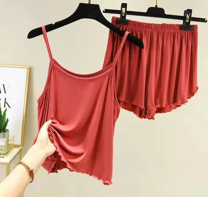 SL Women's Sleepwear Pajamas Leisure Wear ladies camisole Loose Home Suits tops+trousers (Pack of 2)