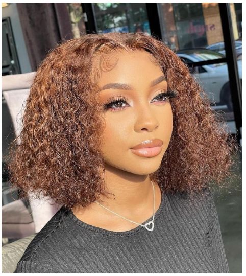 Ohemaa Strands Water Curly Deep Wave Human Hair Lace Wigs- 5*1 Short Bobo Highlight Frontal Wigs With Baby Hair For Women