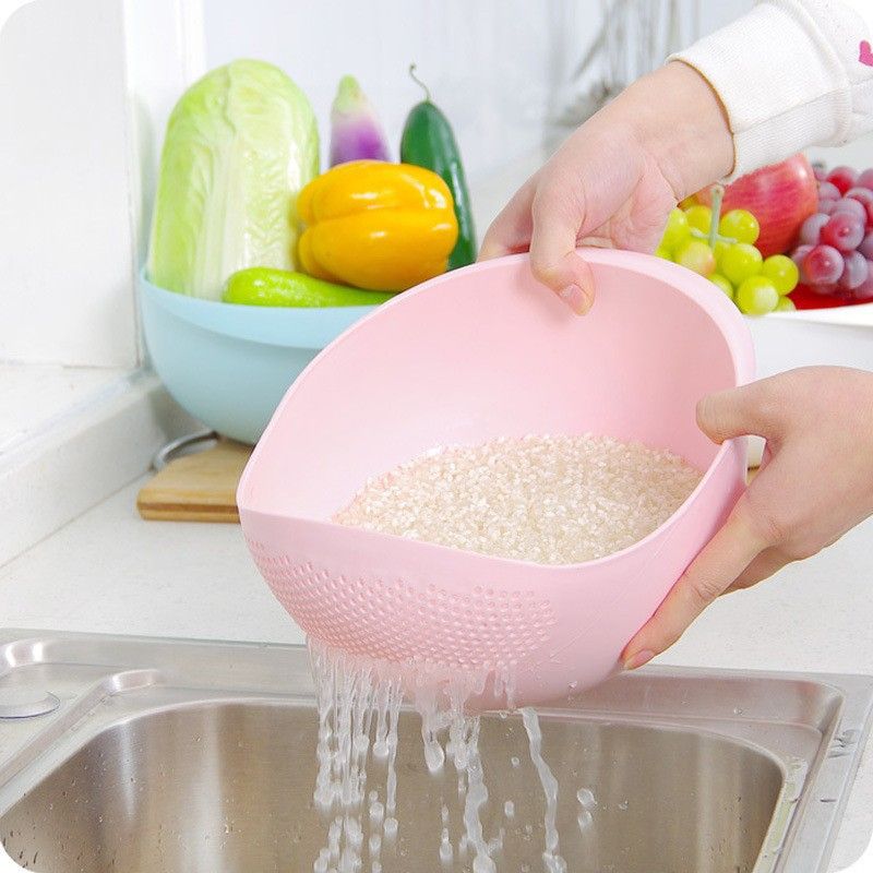 6602 Rice Wash Sieve, Rice Washer Strainers Colander Fruit Washing Bowl, Multipurpose Plastic Fruit Vegetables Drain Basket Kitchen Gadget
