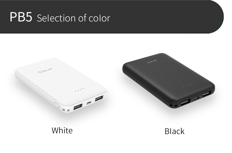 IPRO FB5 Portable Powerbank Mobile Phone Charger Ultra Compact Charger Power Bank 5000mAh External Battery Pack Dual Output Port with LED