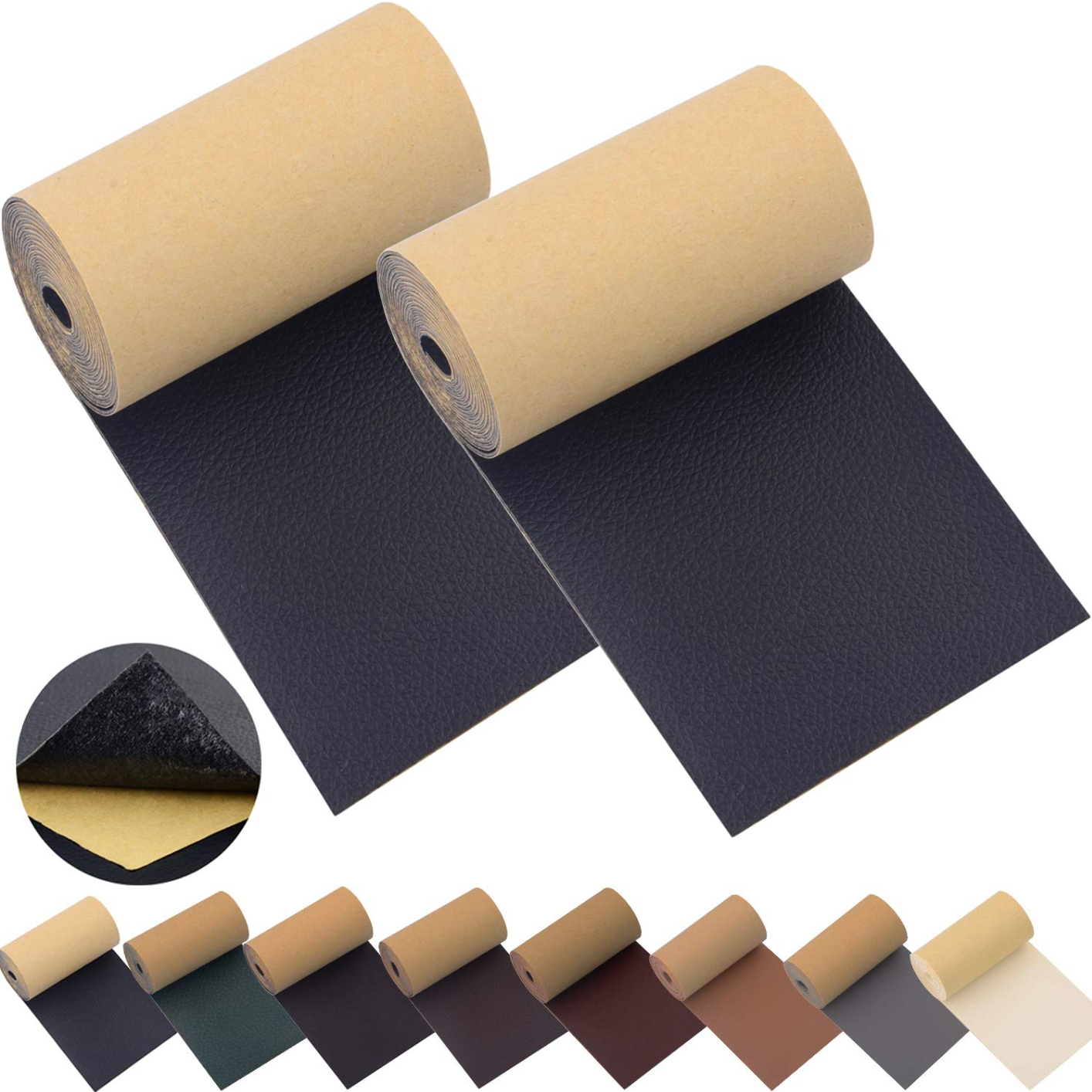 2 Pcs Leather Repair Patch Tape for Couches Self-Adhesive for Furniture Sofa Vinyl Car Seats Couch Chairs Shoes Down Jackets First Aid Patch Fix Tear Kit