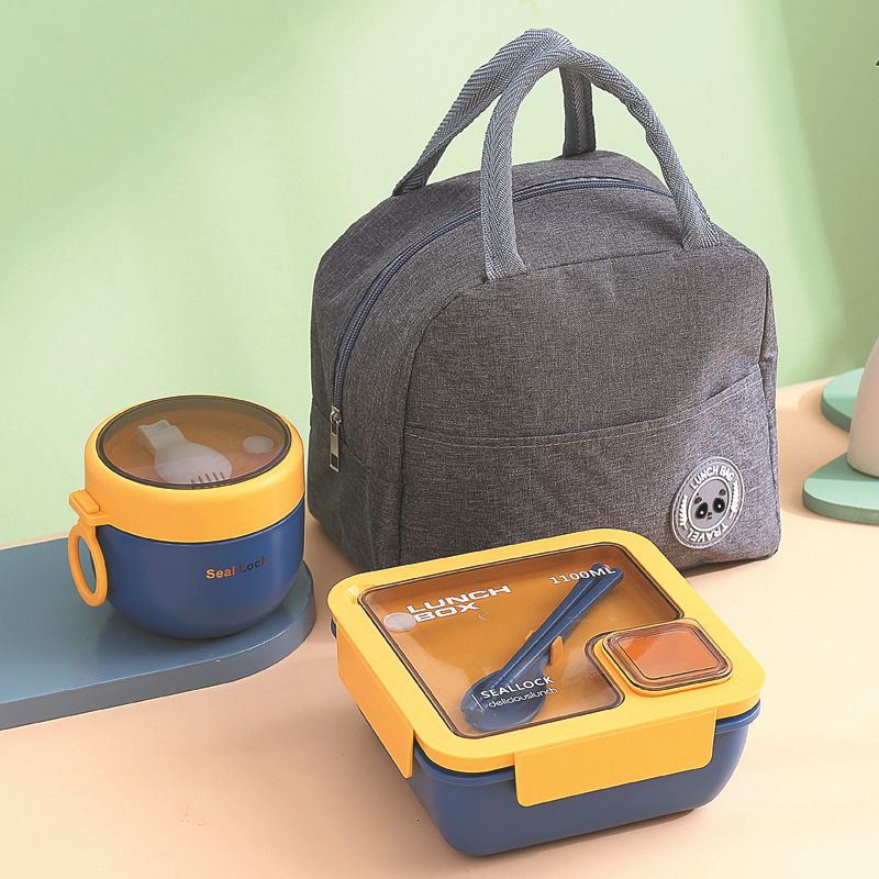 Handheld Compartmentalized Lunch Box Microwave Heat Student Lunch Box Office Worker Simple Light Food Lunch Box Kitchen Dining Storage Travel To-Go Food Containers