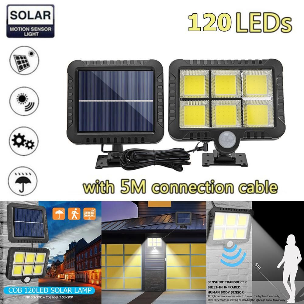 New Split Design Solar LED Wall Lamp Separable Solar Panel & Light Body Human Motion Sensor Outdoor Security Light, Garden Fence, Garage, Carport, Villa Exterior Walkway Lighting