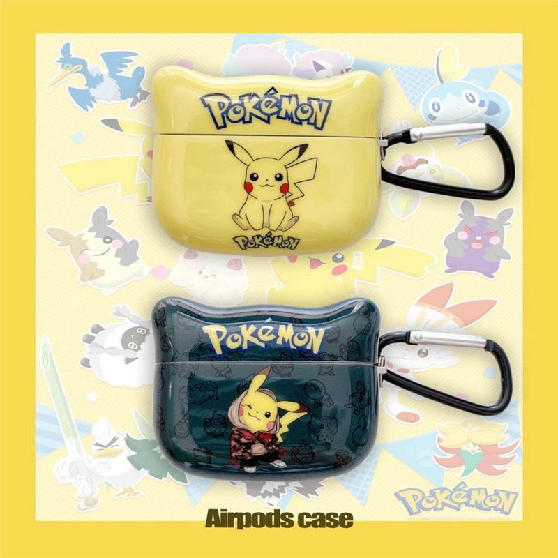 Cartoon Pikachu Pattern Earphone Case with Keychain for Airpods Pro IMD Cute Anime Character Soft Cover for Airpods 1/2