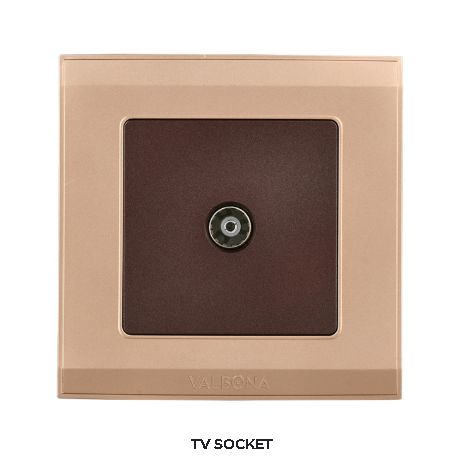 Valbona Double TV Socket, Beige, and Brown color