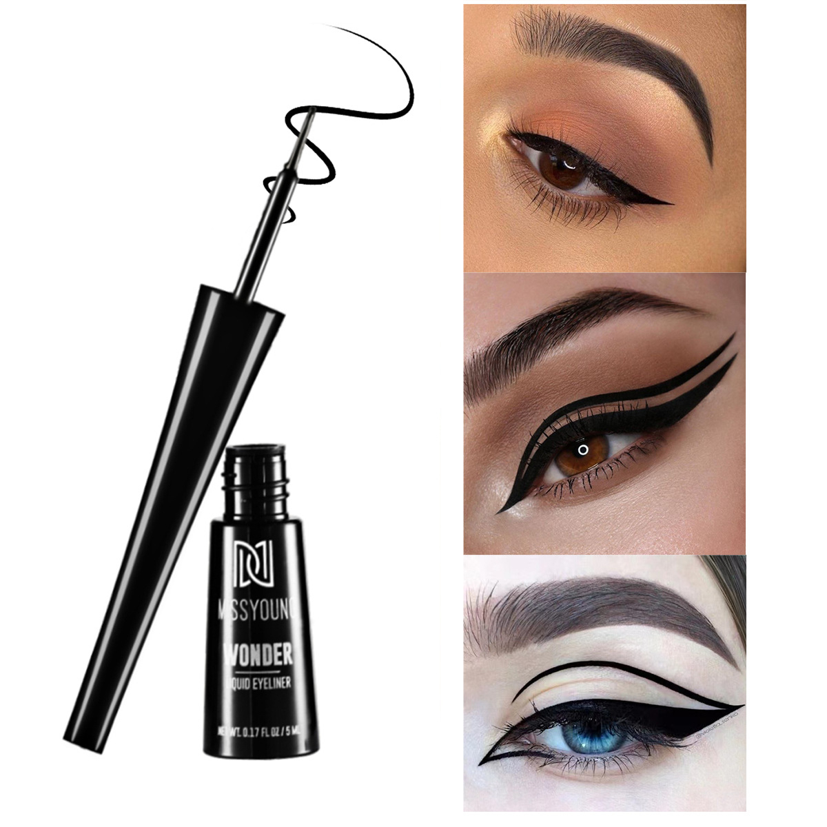 EL-189 Waterproof Smudgeproof Liquid Eyeliner Long Lasting 5ml, Feather-Fine Tip, Contour-Grip Handle, Quick-Dry Liquid Eyeliner, Removes Easily