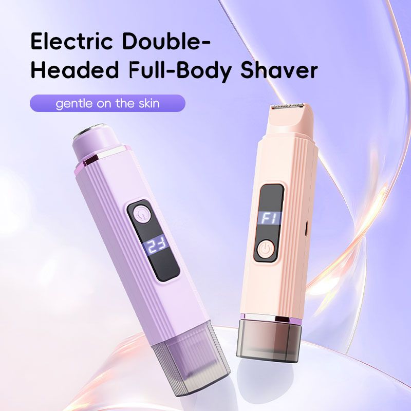  New Upgraded Dual-head Electric Shaver, Cordless Rechargeable Mini Hair Removal Device, Portable Waterproof Ladies Depilator, Full Body Hair Trimmer for Armpit, Legs and Facial Grooming