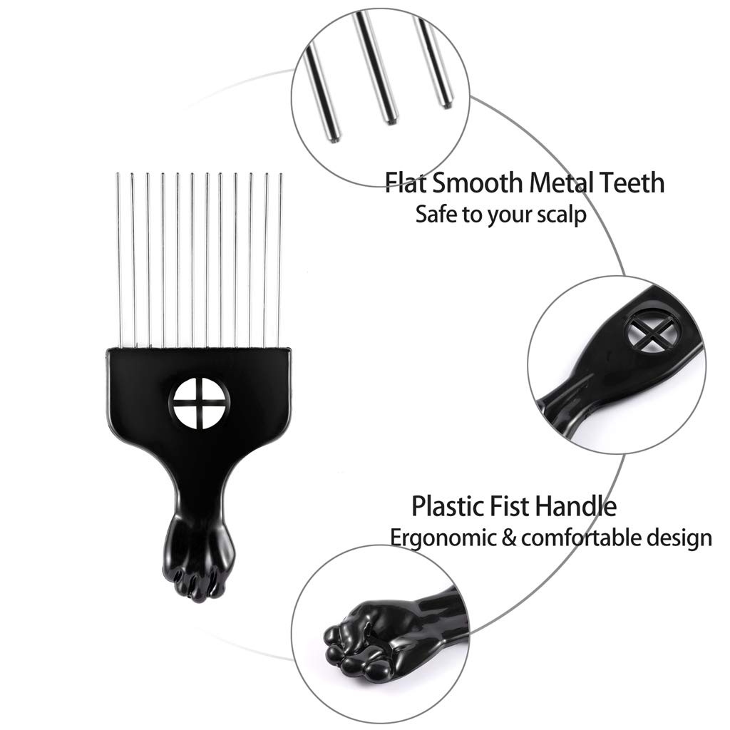 P3030 Wide Tooth Afro Pick for Men, Hair pick for Curly Hair for Women, Lift Pick Comb Tool for Wig Braid Detangle, Hair Styling