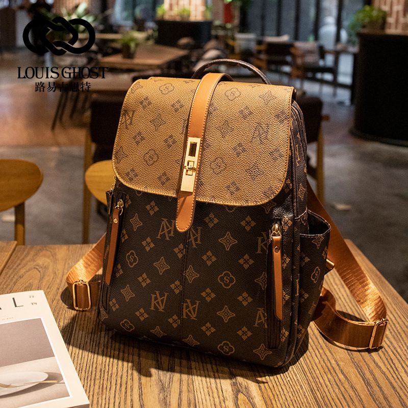 - 2026 New Women's Retro Logo Print Backpack, Large Capacity Casual Trendy Bag, Fashionable Print Shoulder Backpack for Daily Outing Travel