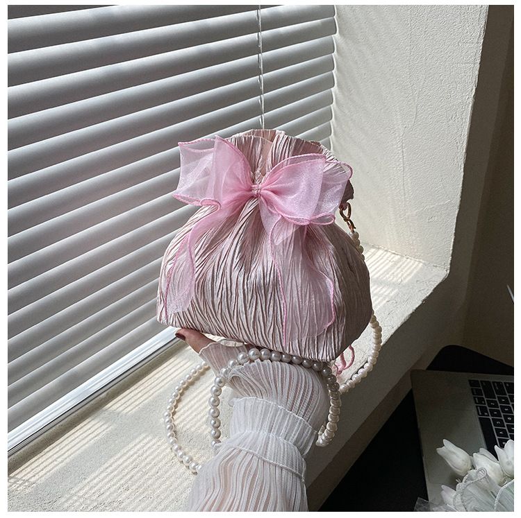 2025 Summer Trendy New Women's Bag, Pearl Pleated Crossbody Bag for Women, Fashion Versatile Single-Shoulder Bag, Korean Niche Texture Ladies' Bag