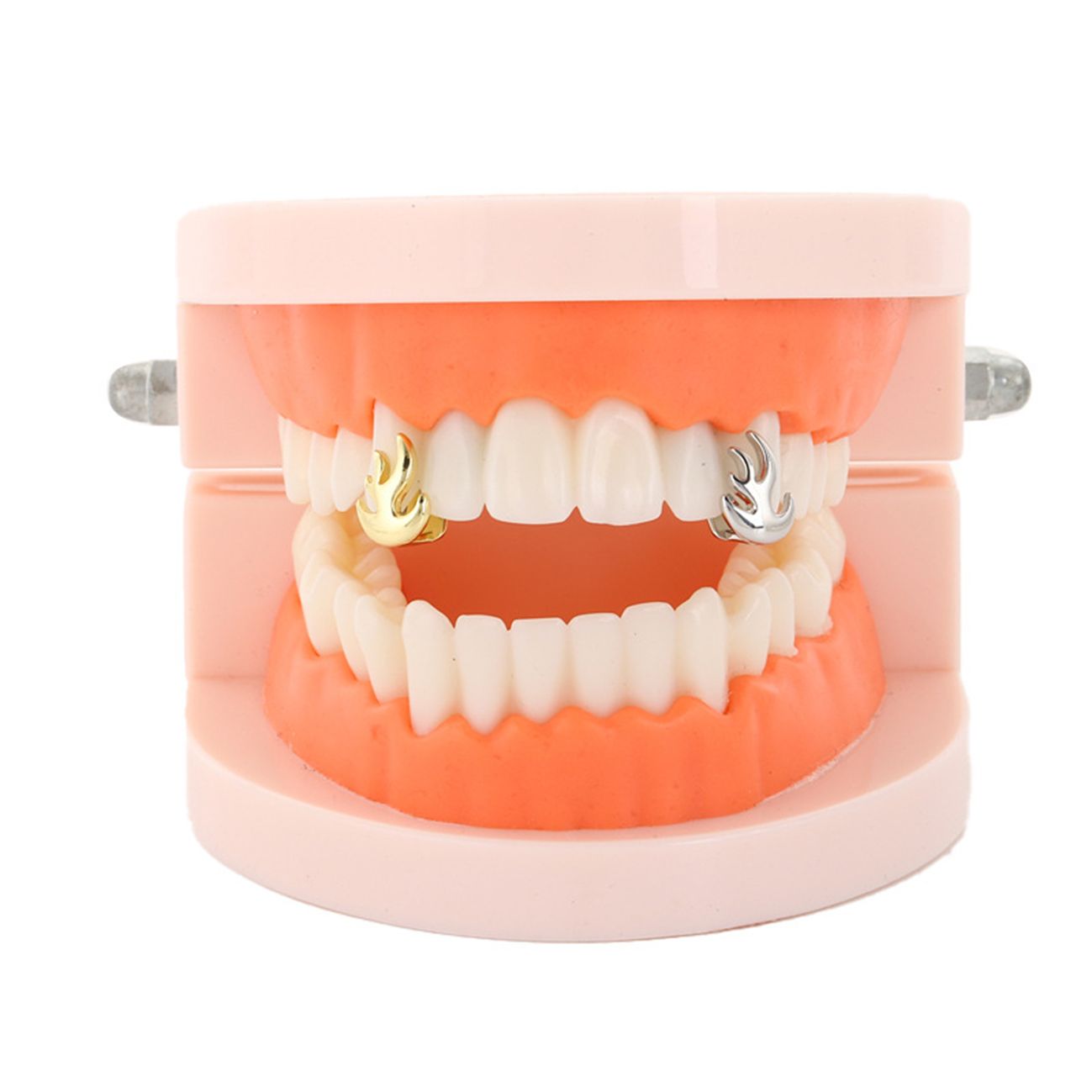 Hip Hop Braces Single Tooth Flame Teeth hip-hop teeth grillz tooth grillz 【Arc flame shaped grillz】
