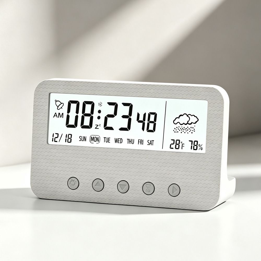 Student Exclusive Silent Digital Alarm Clock Luminous Glow Time Display Multi-Function Desktop Electronic Clock With Timer Indoor Temperature Humidity Date Snooze For Dorm Bedroom Study Desk