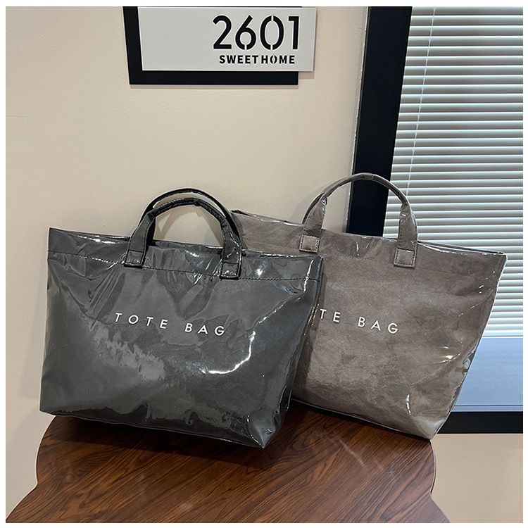 Women's Large Capacity Dupont Paper Tote Bag Casual Commute Handbag Trendy Versatile Daily Shoulder Shopping Top Handle Bag
