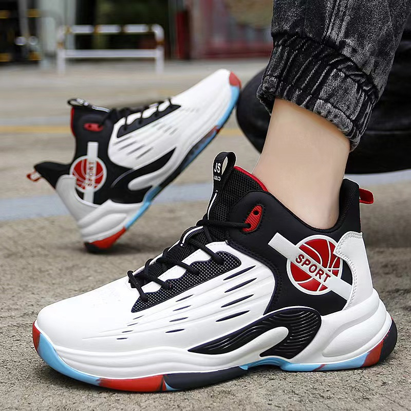 Men's Summer New High Top Sports Basketball Shoes Breathable Striped Casual Running Shoes