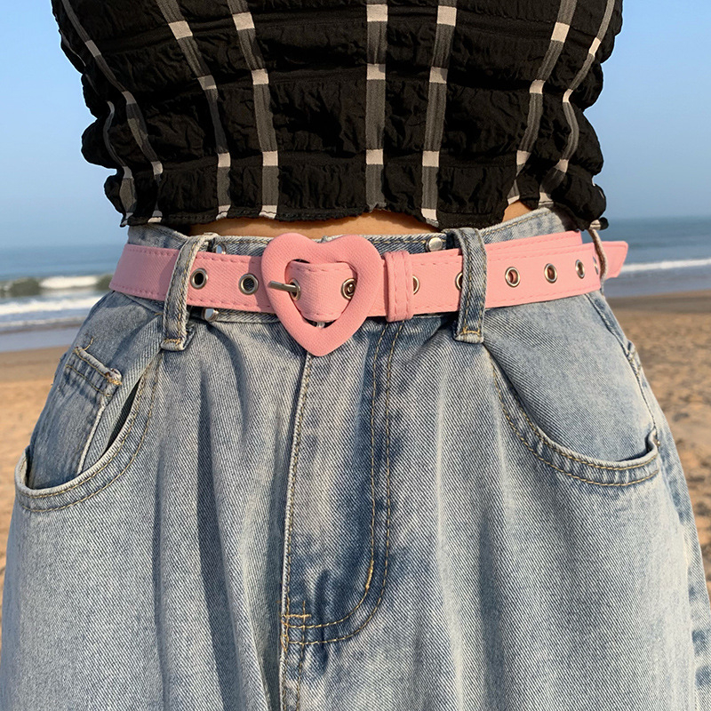 374 Women's Summer New Fashion Love Belt Decorated Jeans Belt