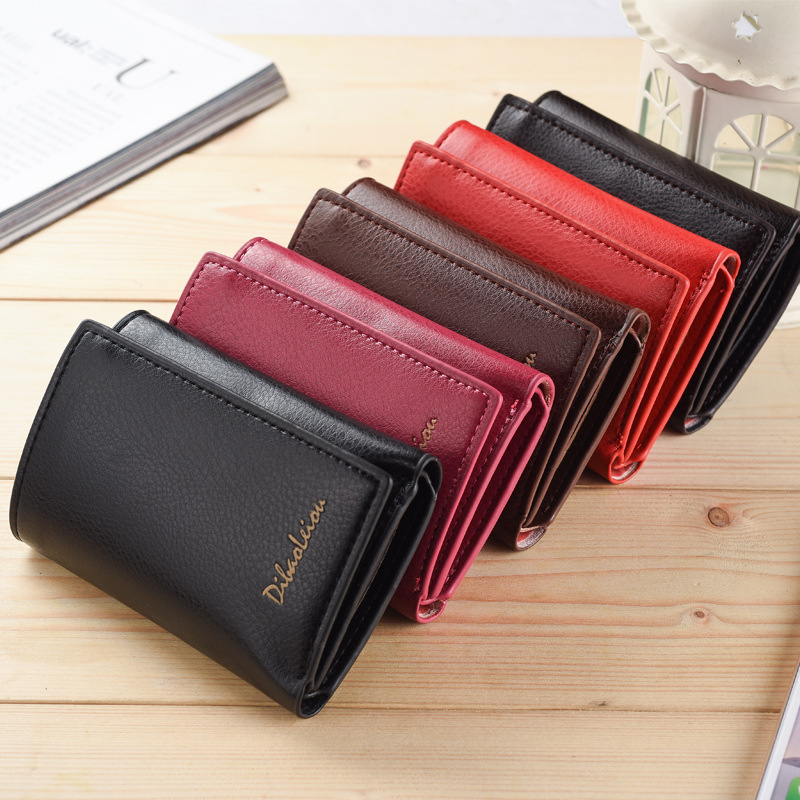 PU Leather Tri-Fold Multi Card purse Holder Men Couple Short Multi Card Holder Wallet