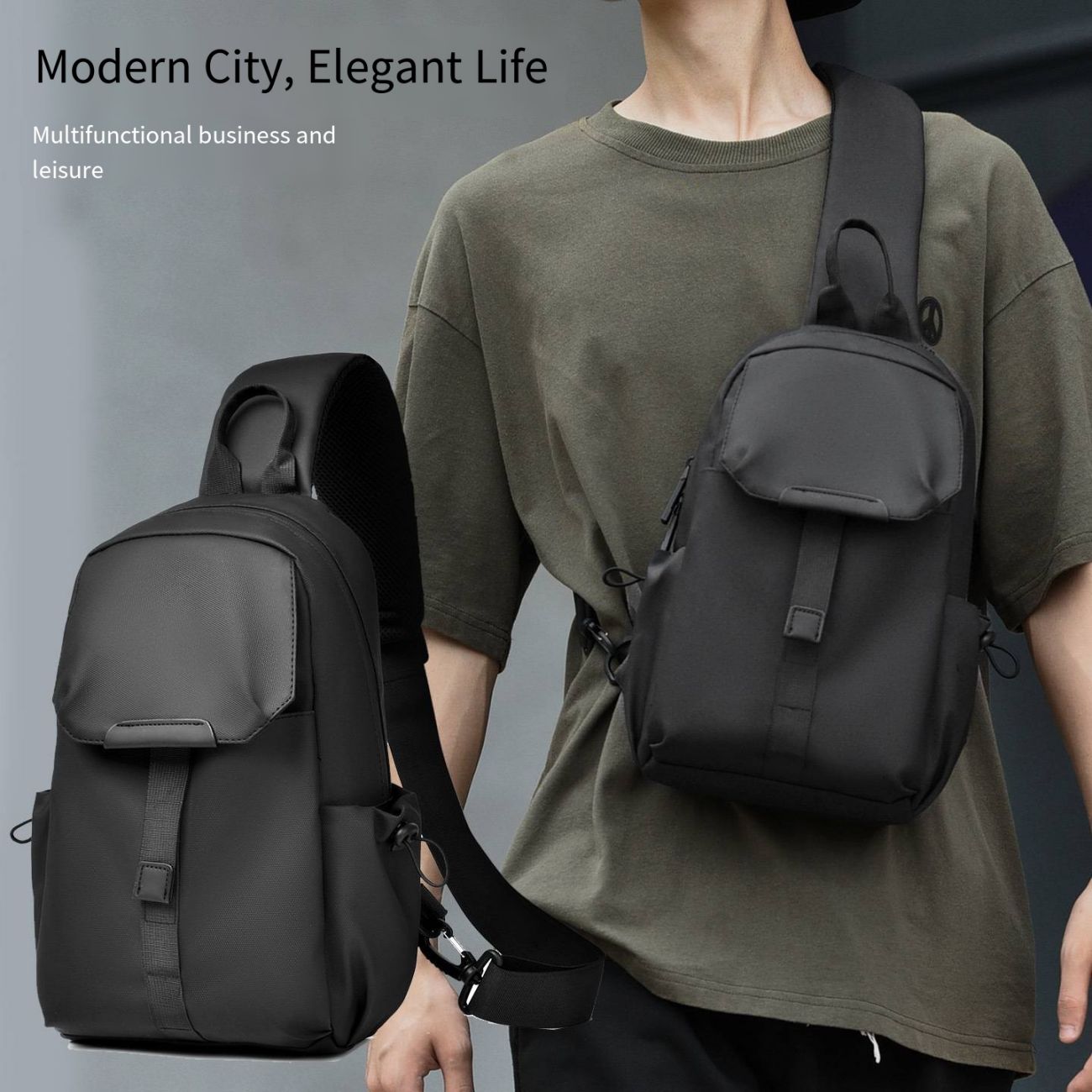 New Men's Casual Chest Bag, Waterproof Motorcycle Sling Bag, Multifunctional Commute & Student Shoulder Crossbody Bag