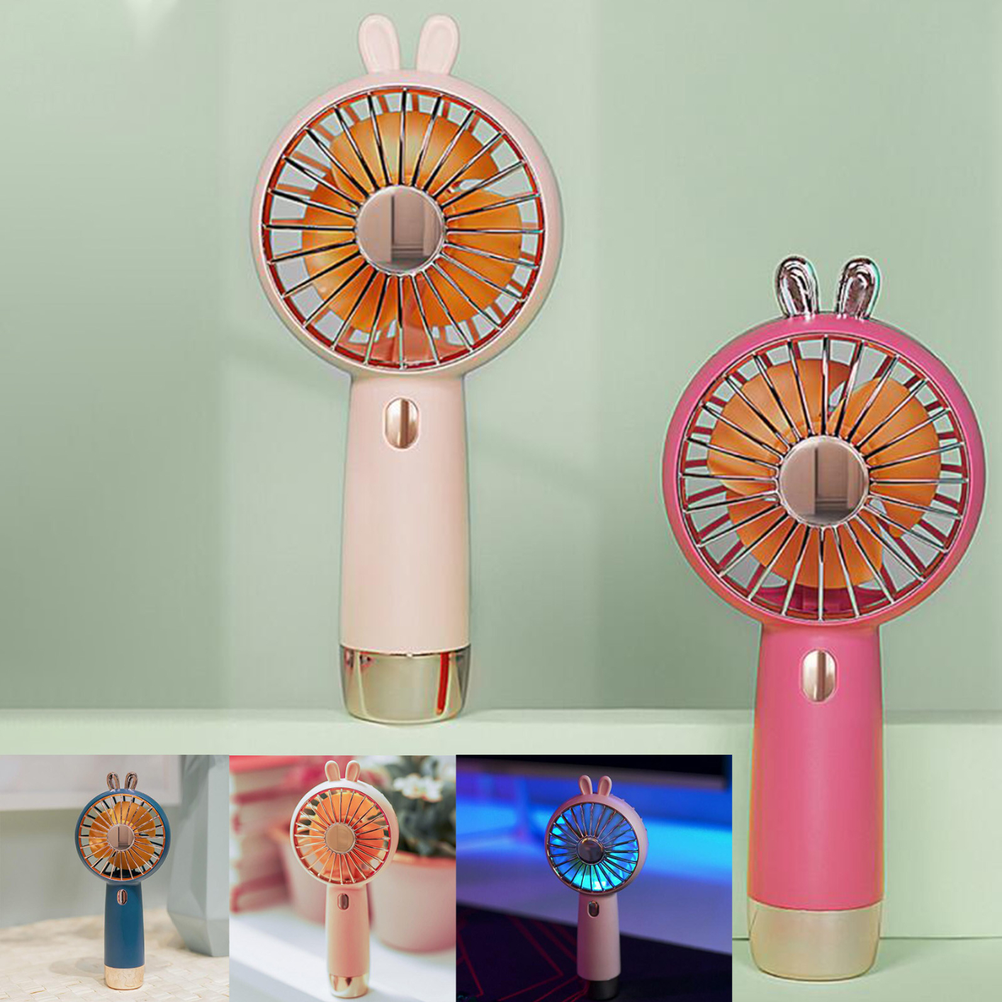 Portable mini handheld small fan usb charging fan desktop student cold fan green
