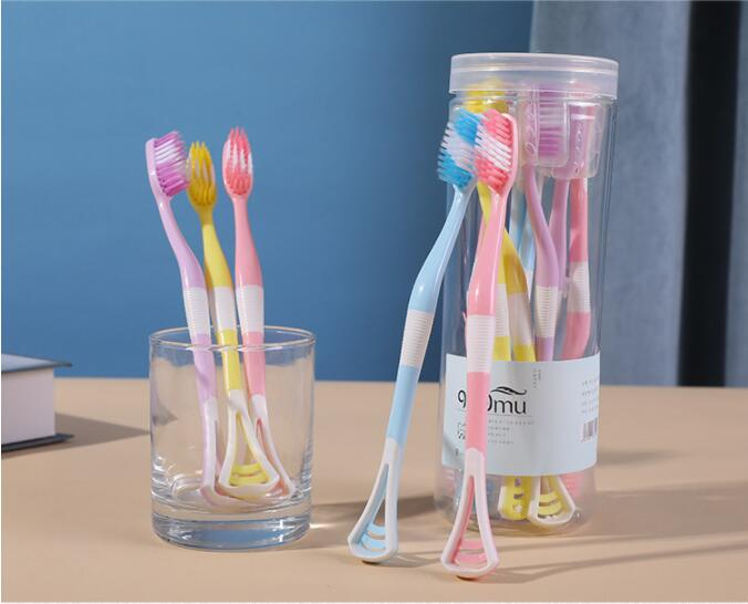 AKAKD 8 PCS Tongue Scraper Tongue Cleaner Tongue Scraper Remove Bad Breath Oral Care 2-in-1 Toothbrush Single