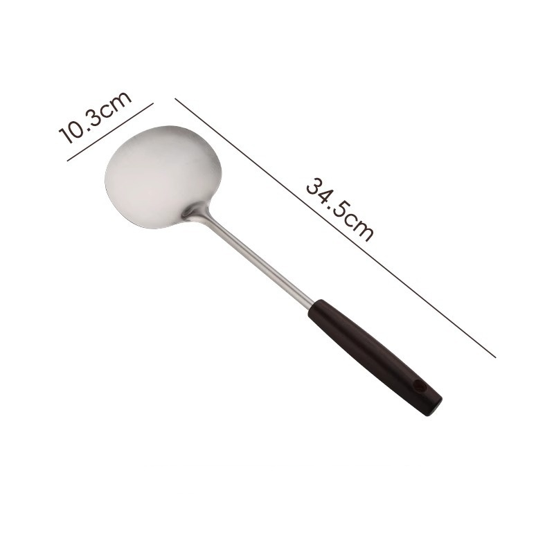 Stainless steel mushroom tongs with wooden long handle, kitchen spatula for stir-frying, household cooking tool for the kitchen